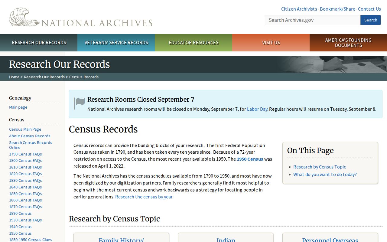 Cleveland previous residents National Archives census research