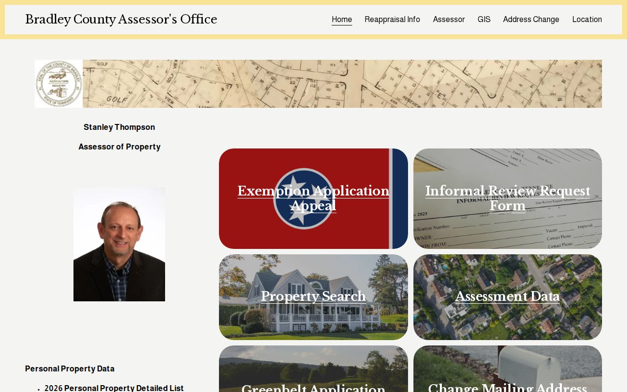 Cleveland street directory Bradley County Assessor property records page